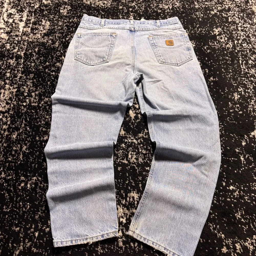 Carhartt B18 STW Traditional Fit Light Wash Denim Jeans Mens 36x30 Distressed